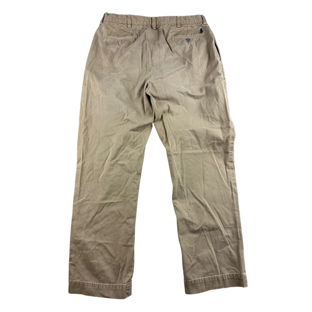 Vintage Polo Ralph Lauren Ethan Pants Men 36x30‎ Tan Pleated Chino 100% Cotton